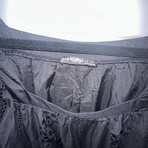 Black Eyelet Puff Sleeve Smocked Dress Large - Picture 2 of 9